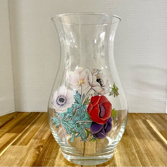 Vintage Gibson Housewares Floral Clear Glass Vase Made in Turkey - Picture 1 of 8
